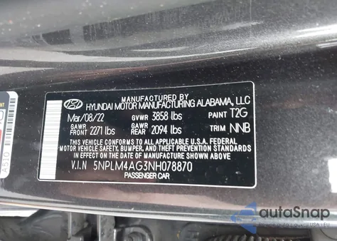 2022 Hyundai Elantra Sel z USA, uszkodzony, nr VIN 5NPLM4AG3NH078870